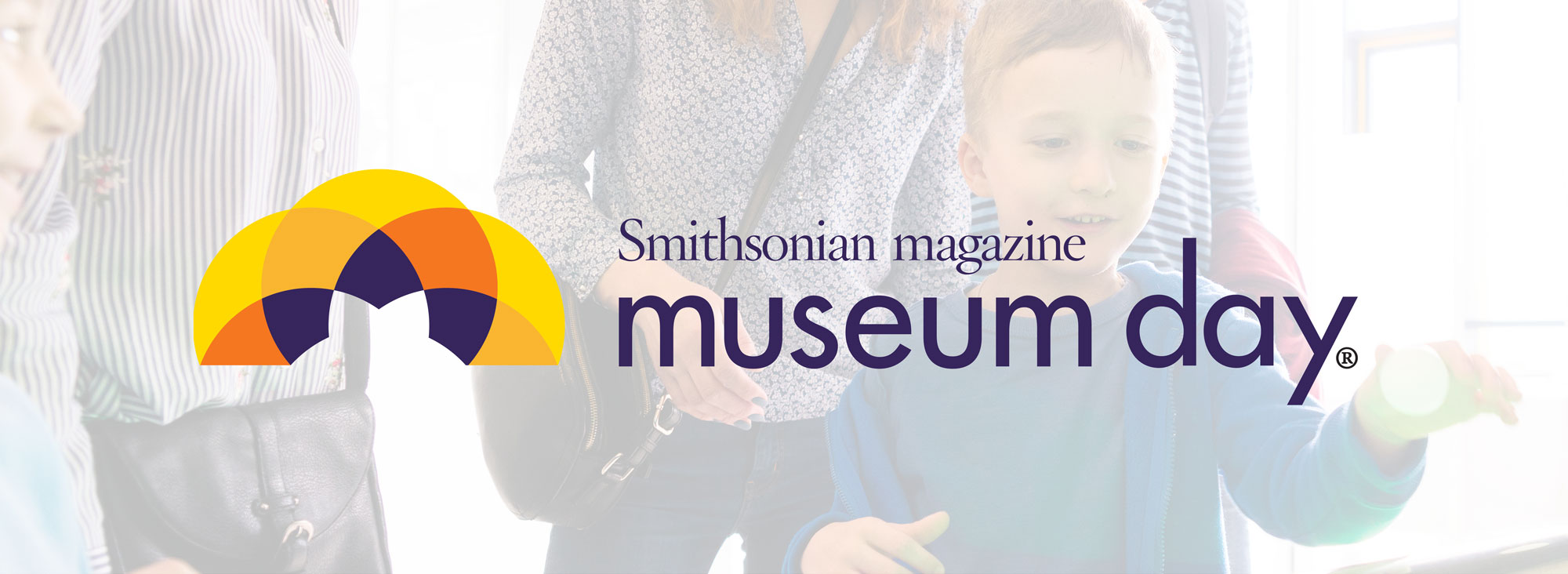 Museum Day logo over child attending a museum